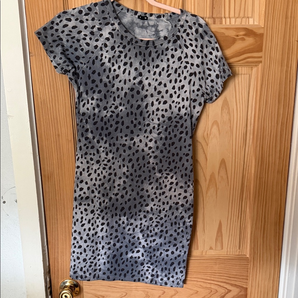 Monrow Gray and Black Leopard Print Mini Dress